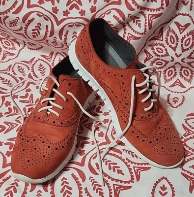 Cole Haan ZeroGrand Wingtip Oxford Orange Perforated W02580 Women's Shoes 8B - Image 1 of 4