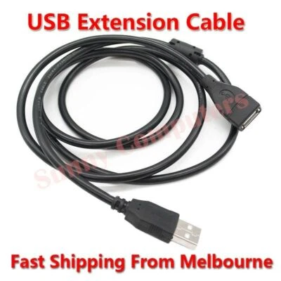 USB Extension Cable Type A Male to Female 3M Long Lead Cord With Magnetic Ring - Image 1 of 2