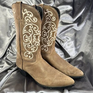 Vintage Tony Lama Damen 10 Cowboystiefel braun creme Stickerei Western 90’s - Bild 1 von 17