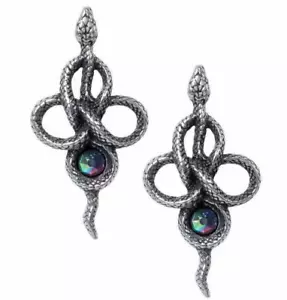 Tercia Serpent Earring Droppers Boxed, Snakes Pagan Knot Gothic, Alchemy England - Picture 1 of 5