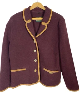 Giesswein Boiled Wool Jacket Size 40 US 10 Burgundy Red Preppy Quiet Luxury Coat - Picture 1 of 9