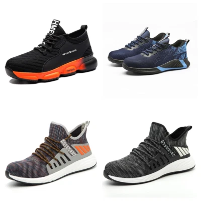 Mens Safety Shoes Work Boots Steel Toe Cap Trainers AnkleLightweight Blue/Grey - Image 1 of 4