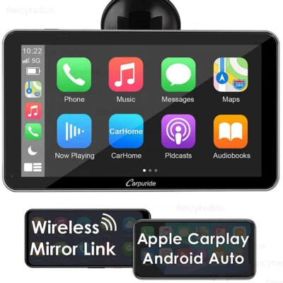 Portable 7" Car Stereo Wireless Android Apple CarPlay Auto Radio Touch Screen FM - Image 1 of 4