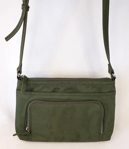 Borsa a tracolla piccola Nordstrom Hunter verde nylon pelle tasche zip - Foto 1 di 12