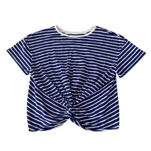 Womens A New Day XXL Blue Striped Twisted Front Top T-Shirt Cotton - Picture 1 of 4