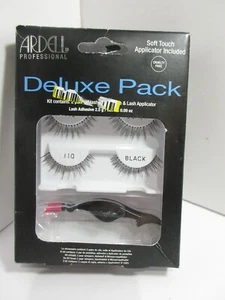 ARDELL Deluxe 110 BLACK Pack 2 pairs False Eye Lashes w/ Applicator, No Glue - Picture 1 of 2