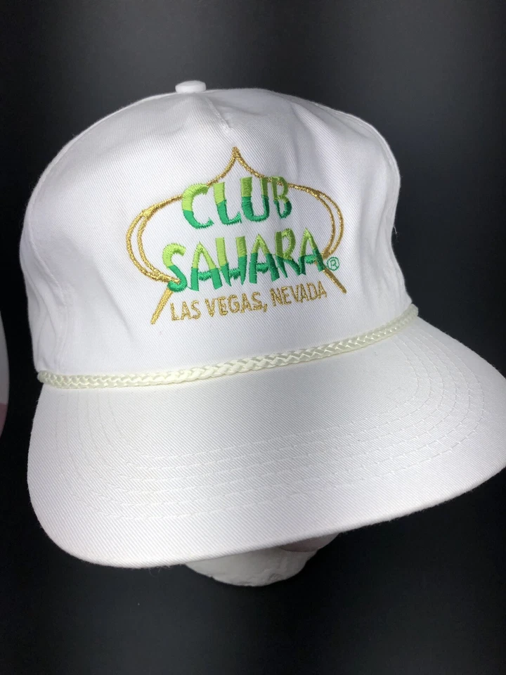 Vintage “Club Sahara“ Full Back White Embroidered Snapback Hat “A” - Image 1 of 4