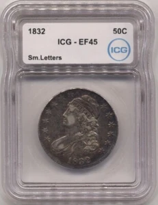 1832. Capped Bust Half Dollar 50C ICG XF45. Sm Ltrs. - Picture 1 of 4