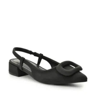 Nuevo NICOLE MILLER Negro Friah Slingback Tacones Bajos Talla 8.5 Foto 1 de 4