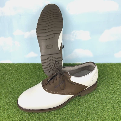 Zapatos de golf Reebok para hombre talla 8,5D blanco marrón montura cuero sin clavos Foto 1 de 4