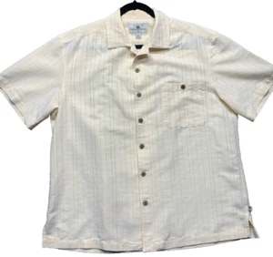 Island Shores Hawaiian Camp Shirt Button Up Size Large Light Yellow EUC - Picture 1 of 13