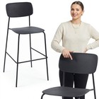 Schwarzer Barhocker mit Rückenlehne, JUMIhome