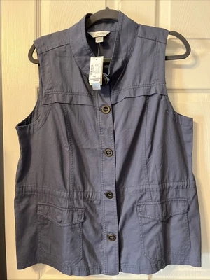 Women’s Christopher & Banks Vest NWT, Color-dark Blue/Grey,  Petite XL, Tags. - Image 1 of 4