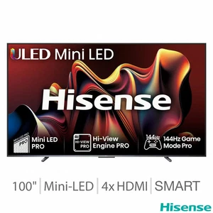 Hisense 100U7NQTUK 100 Inch Mini-LED 4K UHD Smart TV - Picture 1 of 8