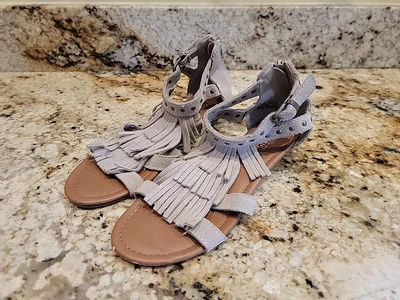 MINNETONKA MONOCO ANKLE STRAP WOMENS Size 8 SANDALS TAN LEATHER UPPER BACK ZIP  - Image 1 of 4