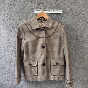 Allegory Blazer Women’s top Size 14 jacket Brown plaid Cotton Blend Workwear - Bild 1 von 10