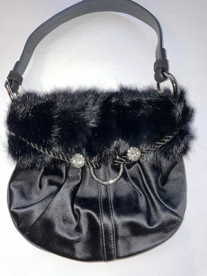 Bolso de Noche COACH EDICIÓN LIMITADA Piel de Conejo Negro Satinado Cristal Swarovski Foto 1 de 4