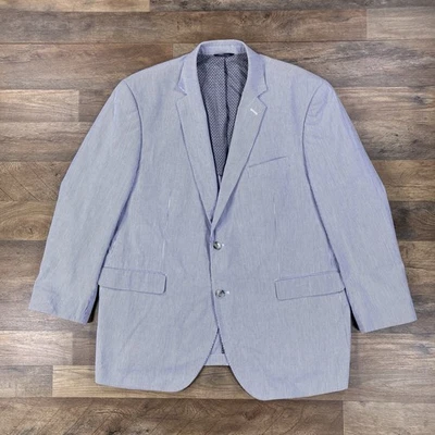 Alan Flusser Blazer Mens 48R Blue Striped Seersucker Sport Coat Jacket - Image 1 of 4