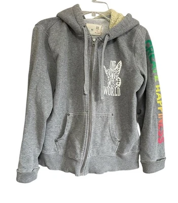 Sudadera con Capucha Gap para Mujer XL Gris One With The World Gráfico Polar Cremallera Completa Sherpa Capucha Foto 1 de 4
