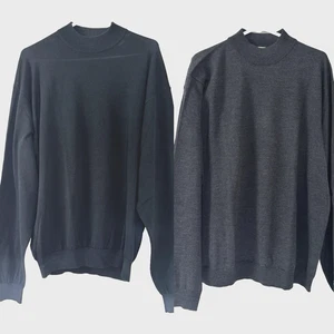Pronto Uomo Mens L Silk & Wool Sweater Set Of 2 Black Gray Mock Neck Minimalist - Picture 1 of 11