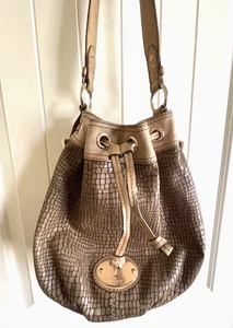 FOSSIL Maddox Schultertasche Bucket Bag Schlangenlederbesatz Kordelzug - Bild 1 von 10