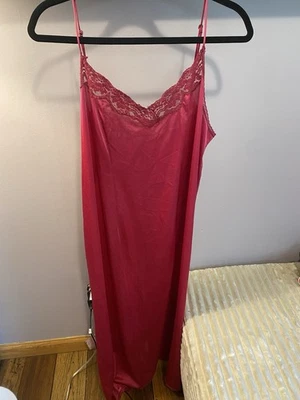 Vintage Vanity Fair Elegant Red Lace Trim Nightgown Size XL - Image 1 of 3