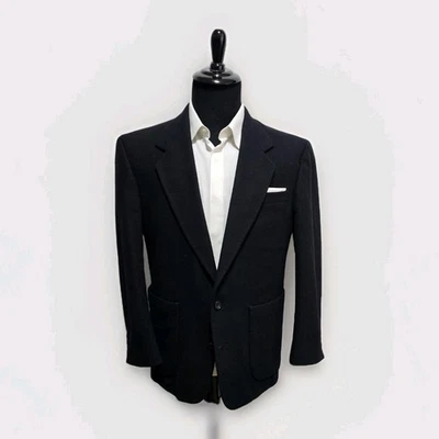 Blazer De Colección Oscar de la Renta Para Hombres 40S Franela Lana Parche Bolsillos Abrigo Deportivo Negro Foto 1 de 4