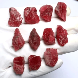 Rare Mineral 11 PC Natural Russian Rhodonite High Grade Raw Crystal Specimens - Imagen 1 de 13