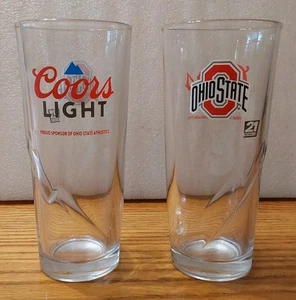 Coors Light Ohio State Buckeyes Athletics Sponser Pint Beer Glass 16oz Set 2 - Picture 1 of 4