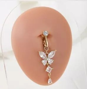 Clip On Belly Button Ring Butterfly Shape Fake Belly Navel Piercing - Picture 1 of 3