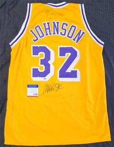 Magic Johnson signed Gold Los Angeles Lakers Jersey autograph ~ PSA/DNA COA
