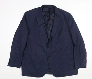 Marks and Spencer Mens Blue Check Wool Jacket Suit Jacket Size 48 Regular - Picture 1 of 10