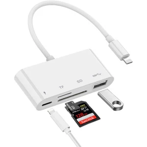 For Apple iPhone iPad iOS16 8-Pin to SD TF Card Reader USB Adapter with Charging - Picture 1 of 8