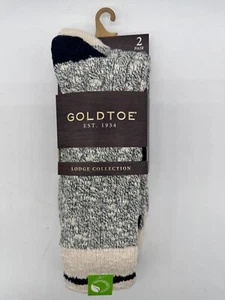 NEW 2 PAIRS MENS GOLD TOE LODGE COLLECTION SOCKS  SHOE SIZE 6.5-12 COTTON BLEND - Picture 1 of 4