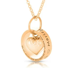 Cadena con nombre grabado anillo chapado en oro rosa familia joyería regalo bautizo madre - Imagen 1 de 5