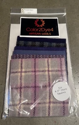 Lana teñida a mano - aplique/alfombra/gancho (6) 4,5" encanto cuadrados; hogareño púrpura III #4,5-1 Foto 1 de 4