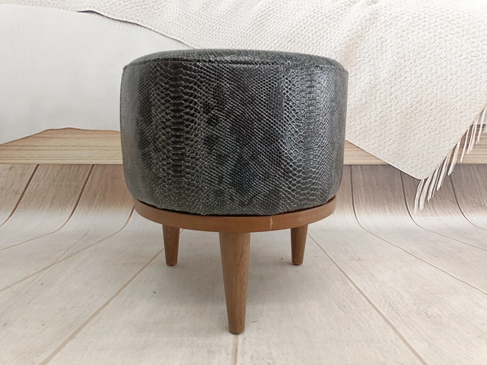 Leather stool, Ottoman for chair, Small stool, Durable furniture, Make up stool - Image 1 of 4