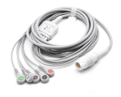 GENETIC Philips 12 pin 5 Leads Snap ECG Cable Agilent, Heartstart, Intellivue - Same Day