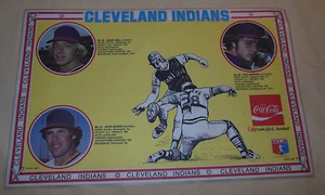 Vtg 1977 Coca Cola Cleveland Indians Restaurant Placemat Buddy Bell Johnny Grubb - Picture 1 of 6
