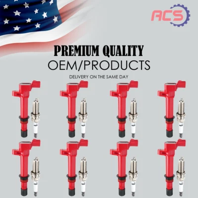 8X Ignition Coil & Spark Plugs OEM For Jeep Dodge Dakota Durango Ram 1500 UF270 - Image 1 of 4