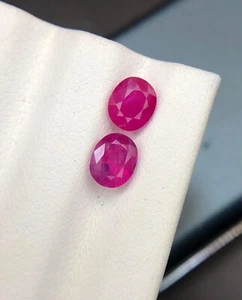 Natural Untreated Ruby 2.10 Ct Pinkish Red Color 2 Piece loose gemstone - Picture 1 of 14