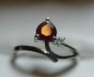 1.10ct. NATURAL GENUINE AFRICAN RED RUBY & NATURAL TOPAZ STERLING SILVER  RING   - Picture 1 of 10