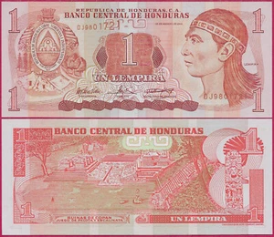 HONDURAS 1 LEMPIRA 2004 UNC PREFIJO DJ, SIN BARRA VERTICAL, ILUSTRACIÓN DE LA R - Imagen 1 de 1