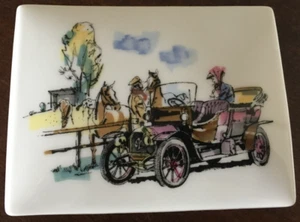 Caja baratija vintage de cerámica Rosenthal Alemania coche vintage, caballos, tema de campo - Imagen 1 de 9