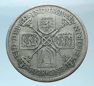 1928 United Kingdom Great Britain GEORGE V Silver Florin 2 Shillings Coin i77862 - Picture 1 of 3