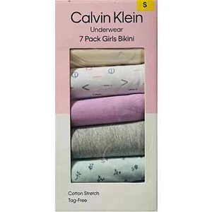 Calvin Klein Girls’ 7-Pack Bikini Underwear Cotton Stretch Size-S - Picture 1 of 3