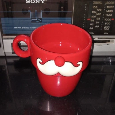 Santa Mustache RED Mug By Grasslands Road ESTATE FIND NICE - Image 1 of 3
