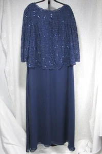 Alex Evenings Womens Sequin & Scalloped Trim Bodice Long Dress, Size 24W - Picture 1 of 14