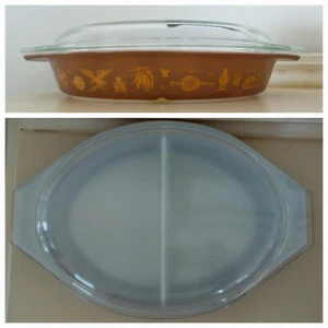 PYREX Early American 1,5 cuartos CAZUELA OVALADA DIVIDIDA + TAPA - Imagen 1 de 5