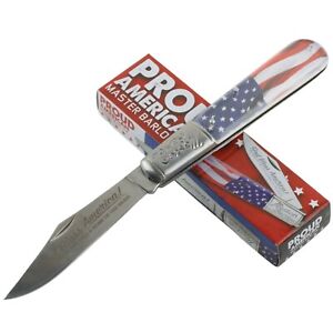 American USA Flag Master Barlow Folding Pocket Knife Red White Blue